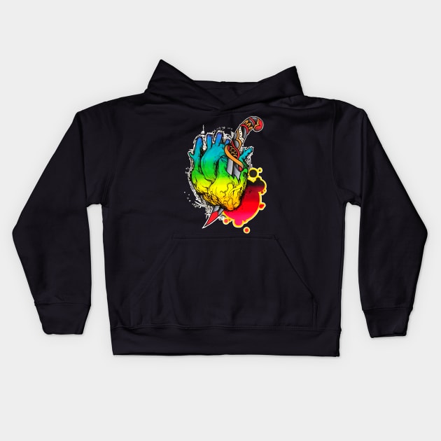 Neon Heart Kids Hoodie by TimPangburn